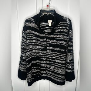 FINAL SALE Chico's Kendra Striped Wool Blend Sweater Cardigan Chico's 2 Large